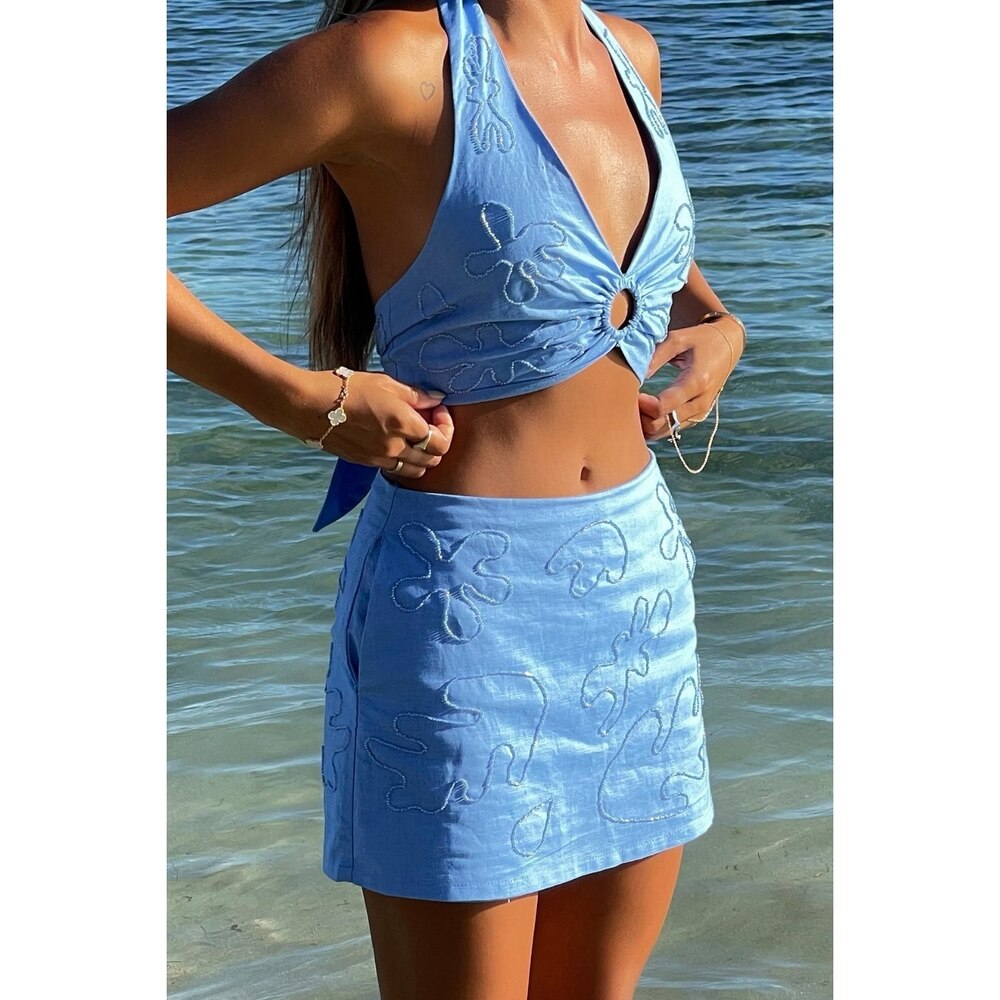 12th Tribe Luzia Blue Embellished Skort Size SS